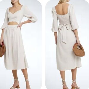 O.P.T Fara Wrap Front Creamish Color Midi Dress size Small